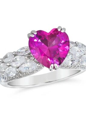 Anna Zuckerman Pink Sapphire Heart Ring. NWT Size 7
